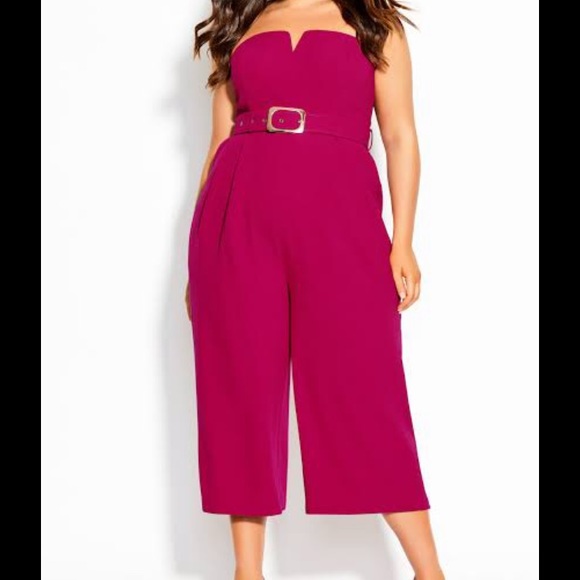 City Chic Pants - City chic dark pink jumpsuit